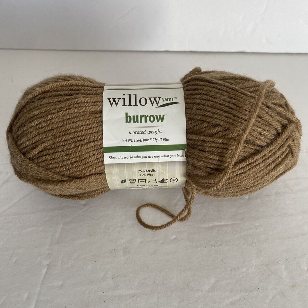 Willow Yarns Burrow Worsted‎ wool blend yarn, Walnut 0062 Lot 1667   197 yds